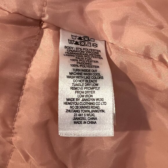 JOie Girls Size 2T Faux-Fur-Trimmed Blush Pink Button lined Jacket Coat - Picture 9 of 12